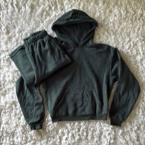 SKIMS Dark Green Hoodie and Sweatpants Set